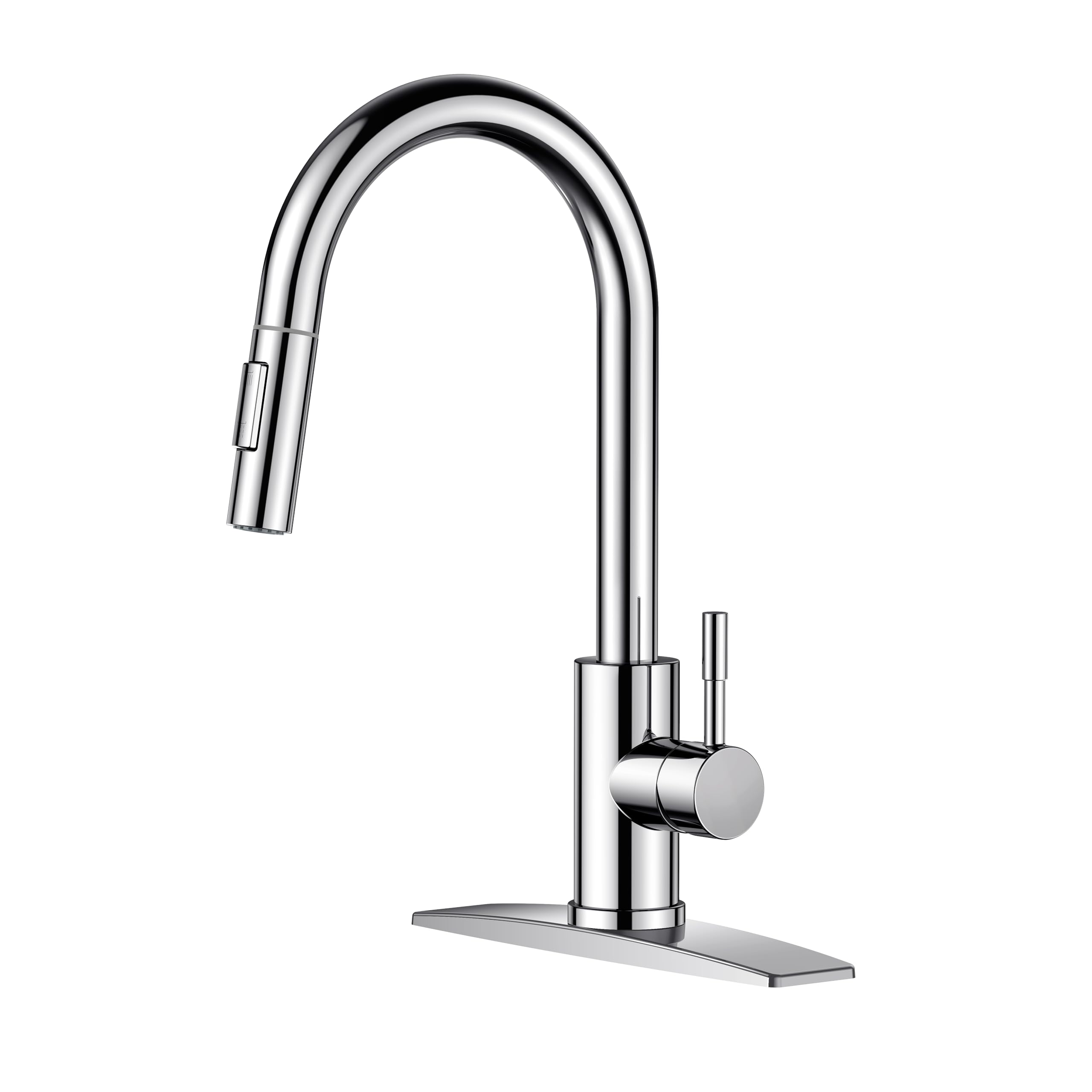 Forious chrome kitchen faucet with gooseneck arc for effortless filling and rinsing.