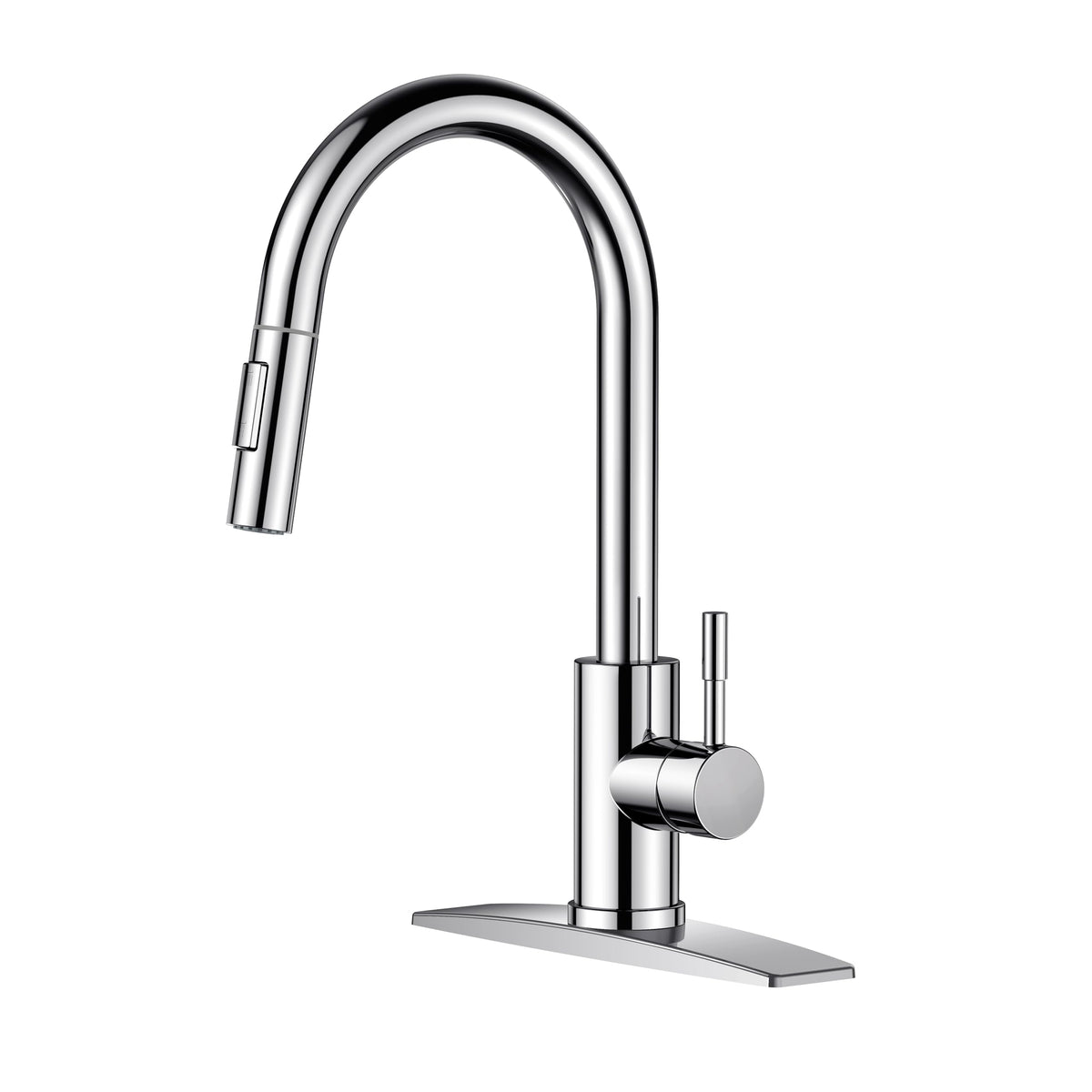 Forious chrome kitchen faucet with gooseneck arc for effortless filling and rinsing.