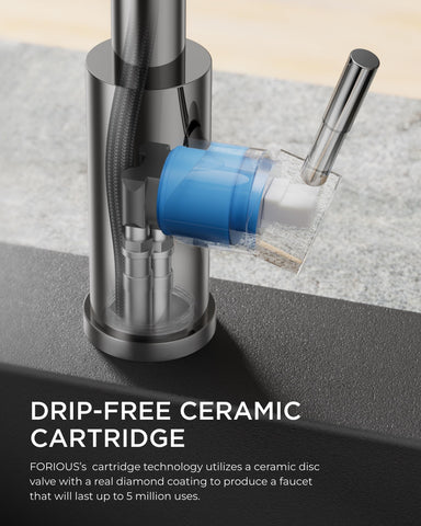 FORIOUS chrome faucet shown in RV or laundry area demonstrates versatility
