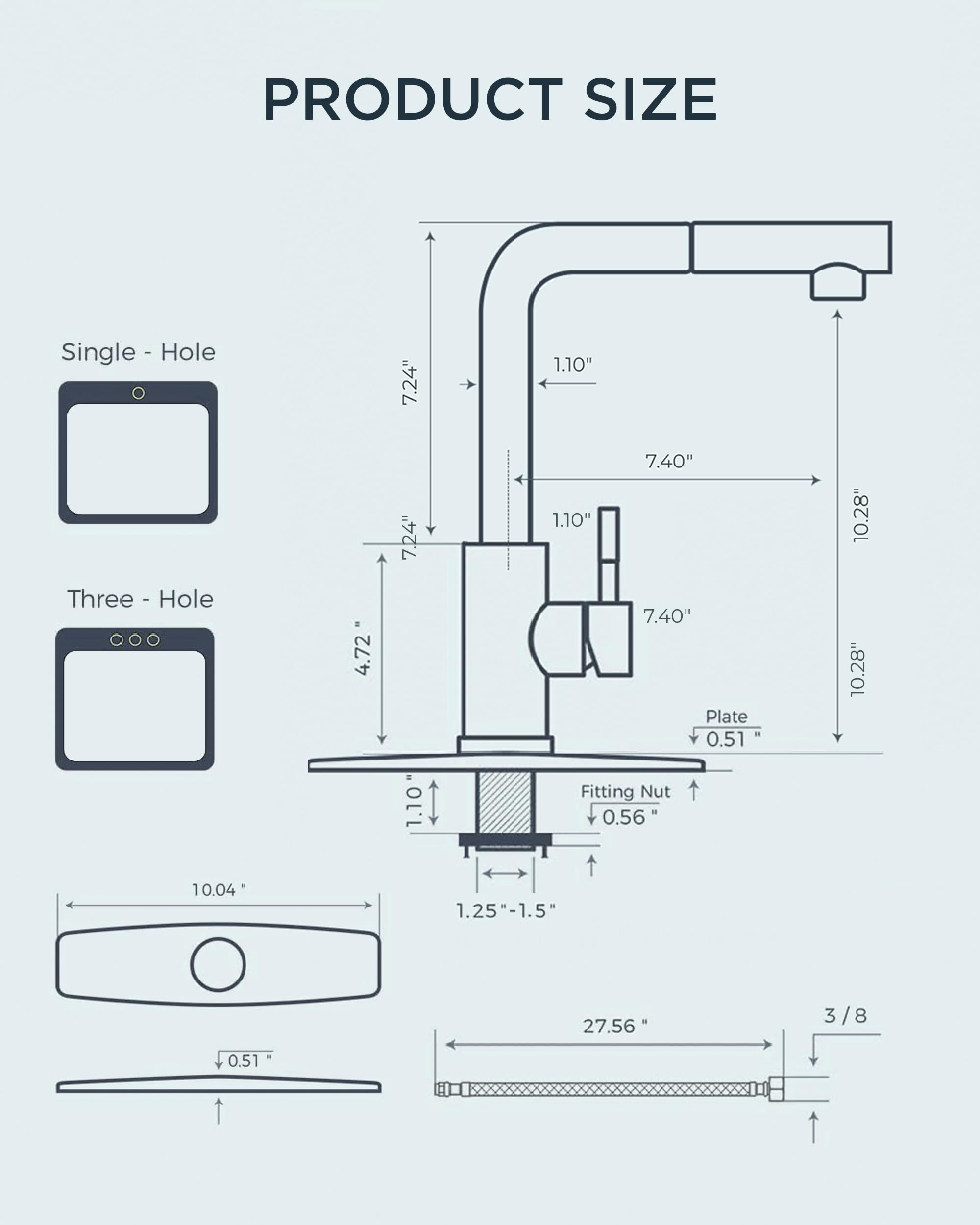 FORIOUS deck plate supports 1- or 3-hole installations for a versatile fit