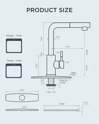 FORIOUS deck plate supports 1- or 3-hole installations for a versatile fit