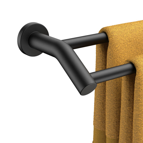 FORIOUS Double Towel Bar 24 Inch front view enhances bathroom organization.