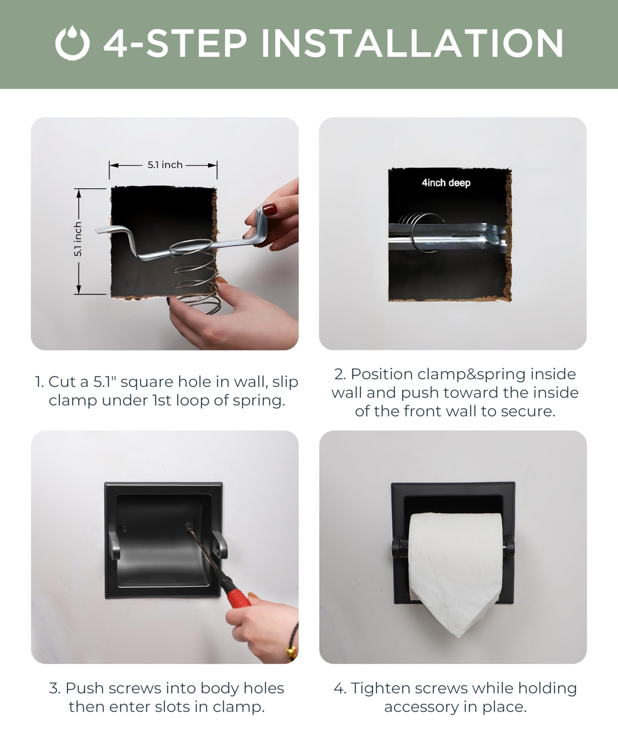 FORIOUS durable 304 stainless steel construction withstands daily use in humid bathrooms.