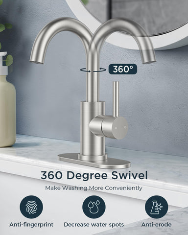 FORIOUS compatible with 1-hole or 3-hole sinks for flexible install