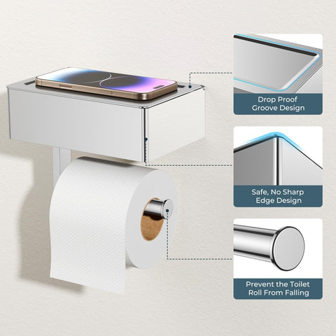 FORIOUS built-in wipes dispenser shelf, discreet storage for privacy essentials.