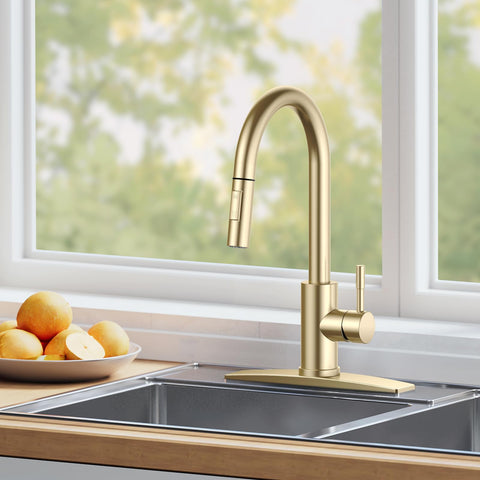FORIOUS Gold faucet diamond-coated ceramic valve resists drips