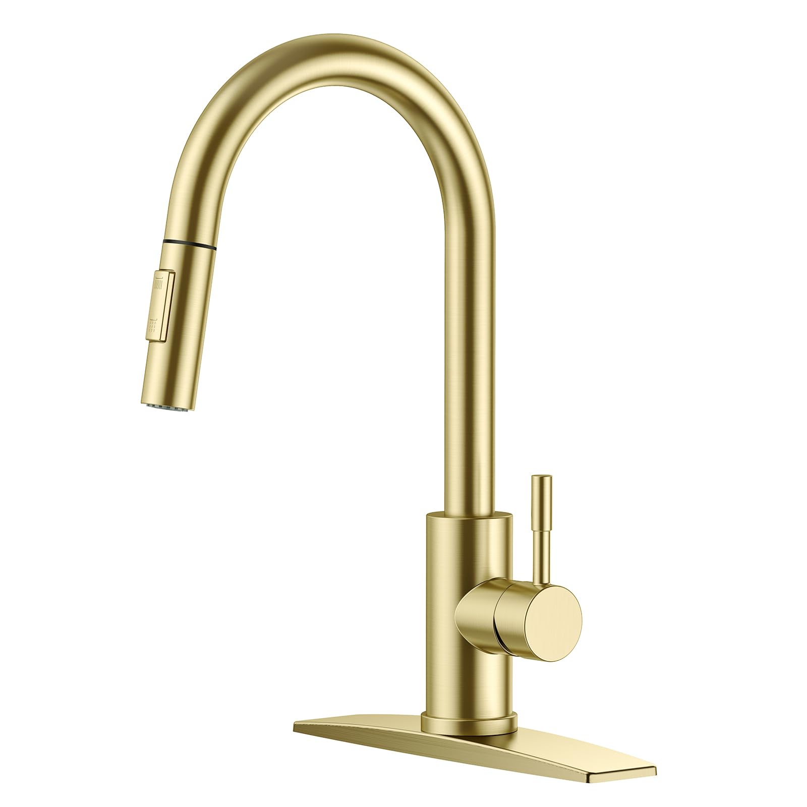 FORIOUS Gold faucet with gooseneck spout for high-arc reach and style