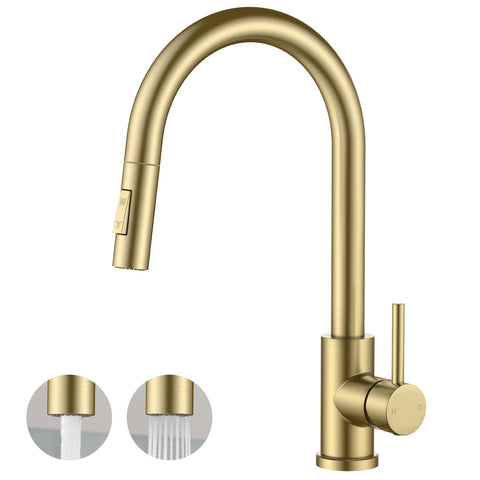 FORIOUS Gold kitchen faucet with high-arc spout for easy pot filling