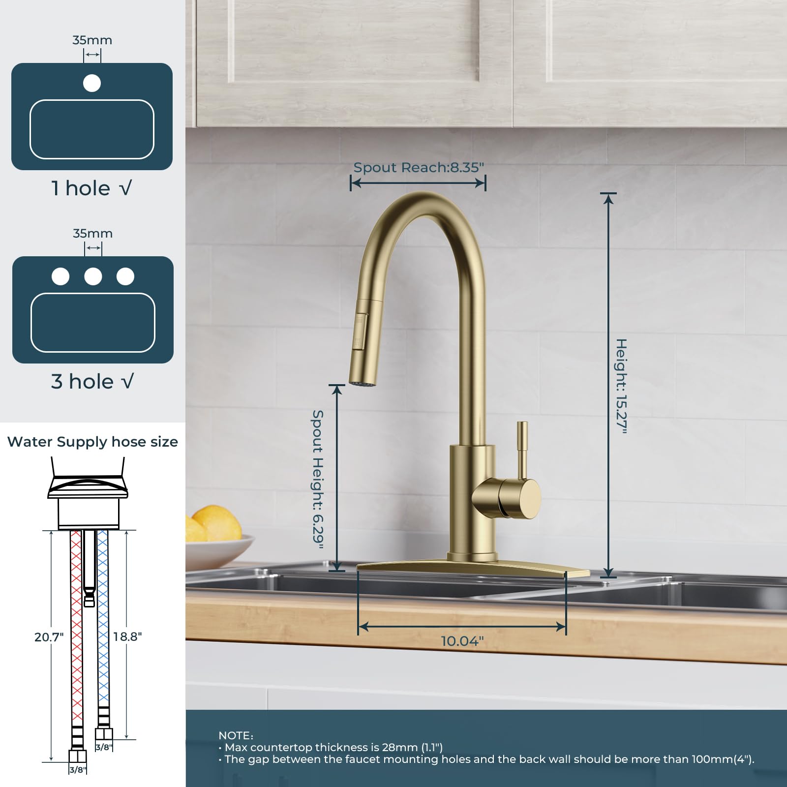 FORIOUS Gold faucet powerful-spray mode for tough residues