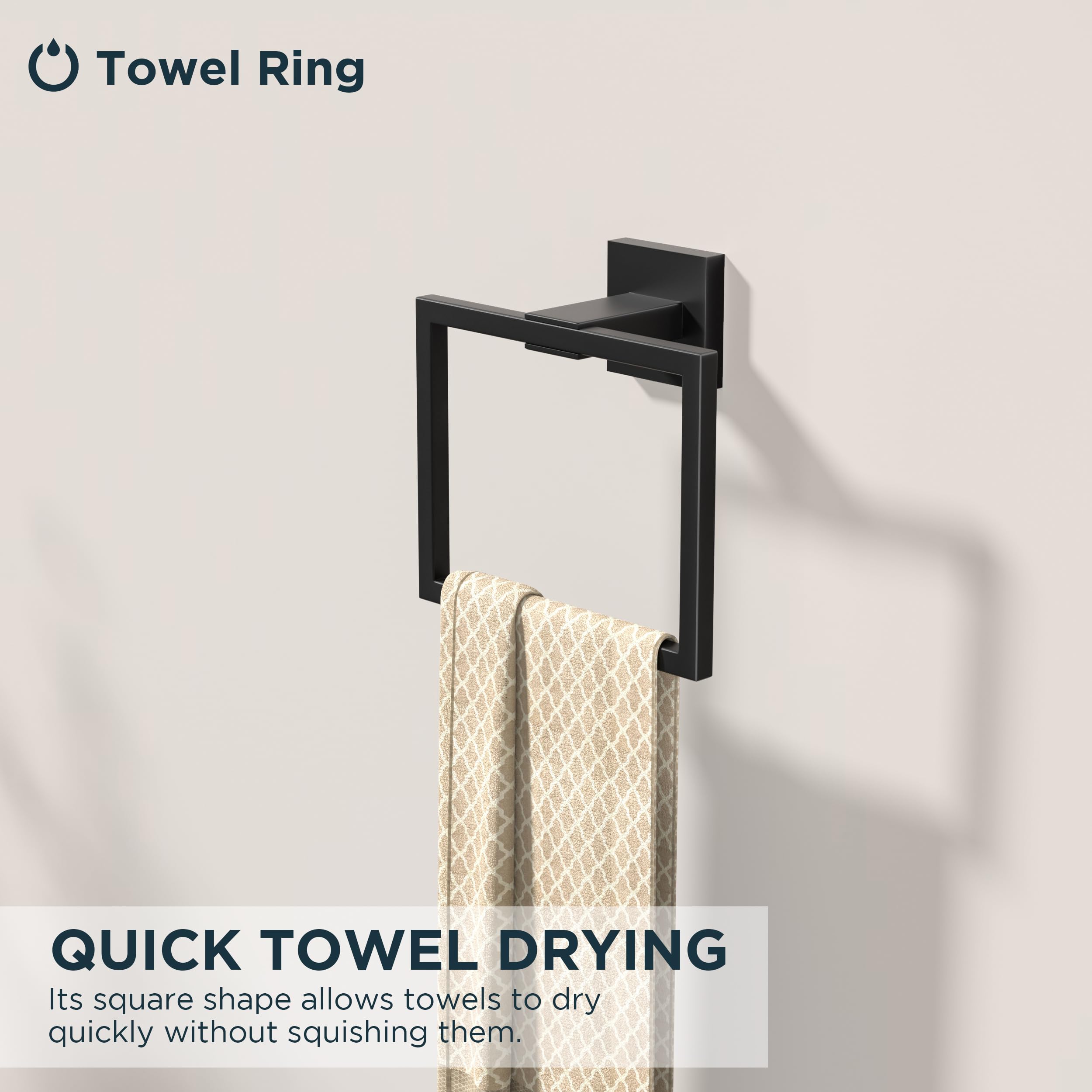 FORIOUS hand towel holder demonstrates compact, space-saving design for small baths.