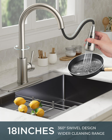 FORIOUS high-arc spout offers generous clearance for large pots