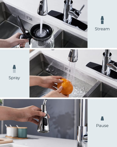 FORIOUS 18-inch retractable hose reaches every corner of the sink.
