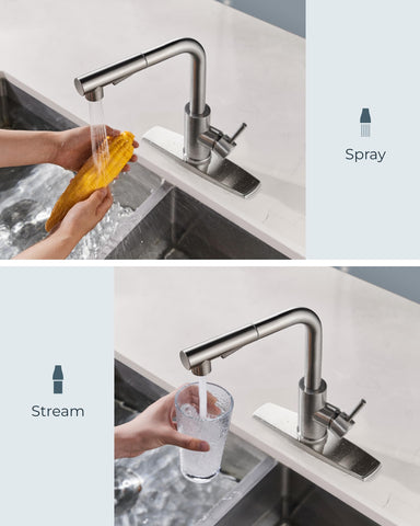 FORIOUS 18-inch retractable hose provides extended reach at the sink