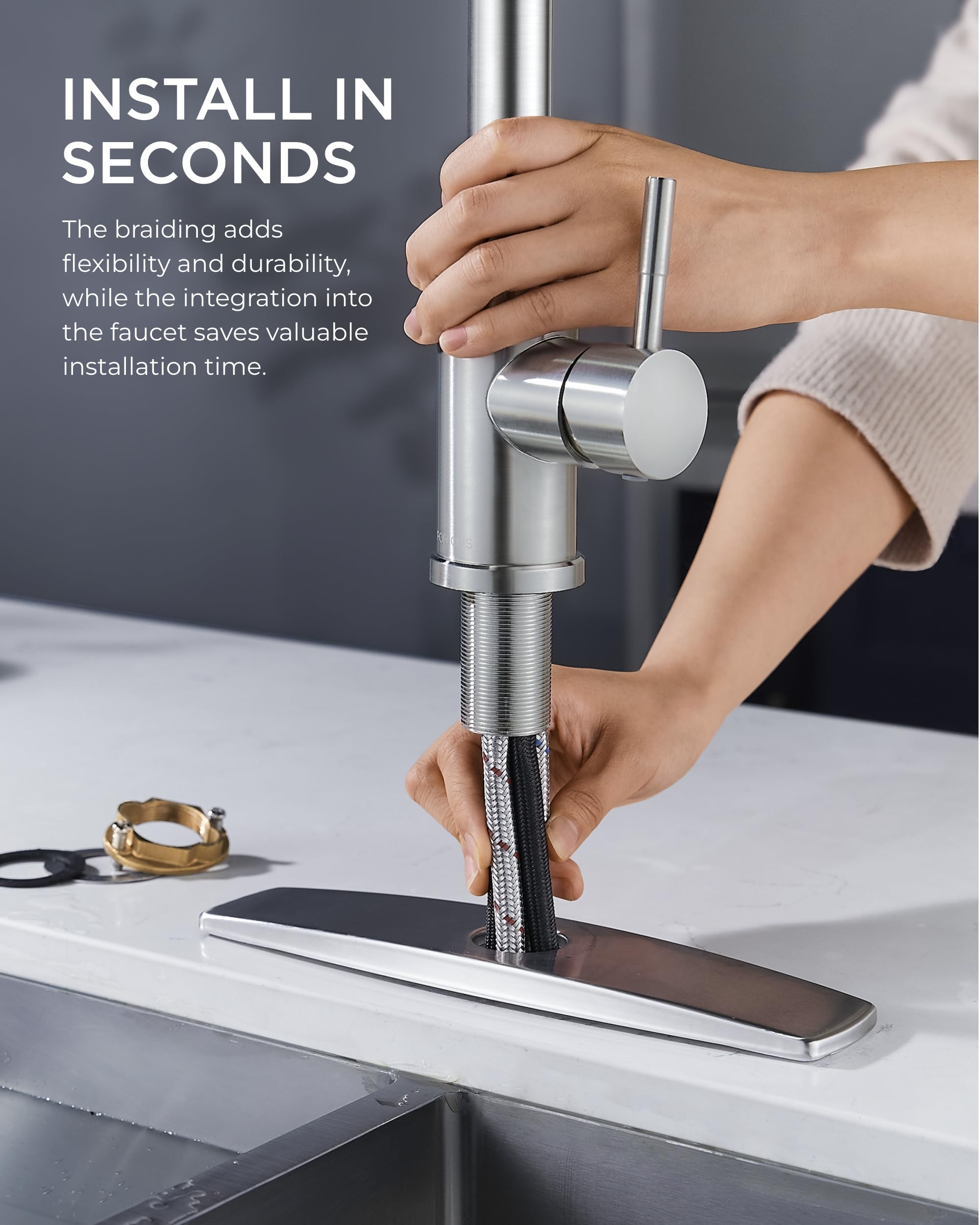 FORIOUS 360-degree rotating sprayer offers full sink access and flexibility