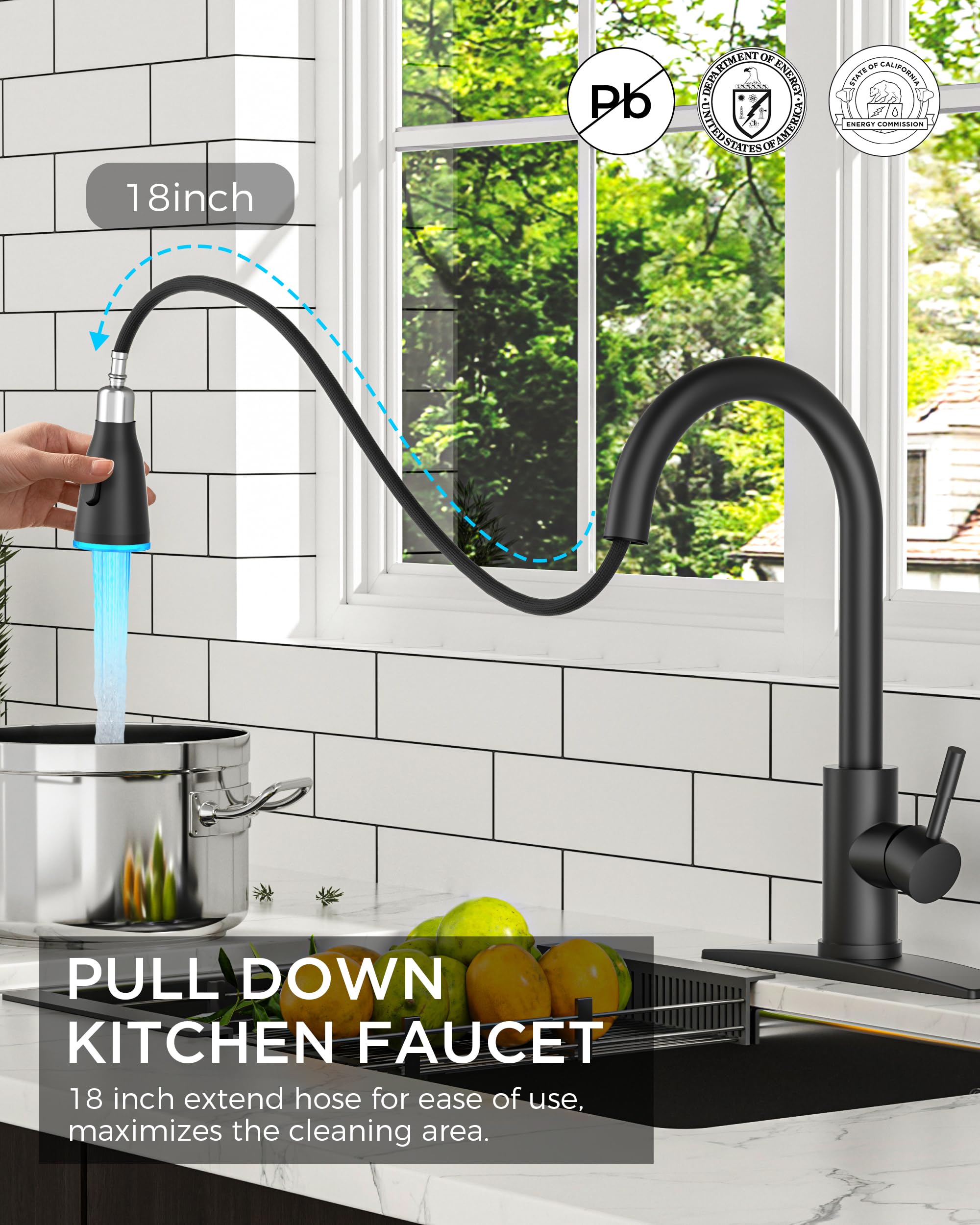 FORIOUS 360-degree rotatable spout provides flexible water access around the sink