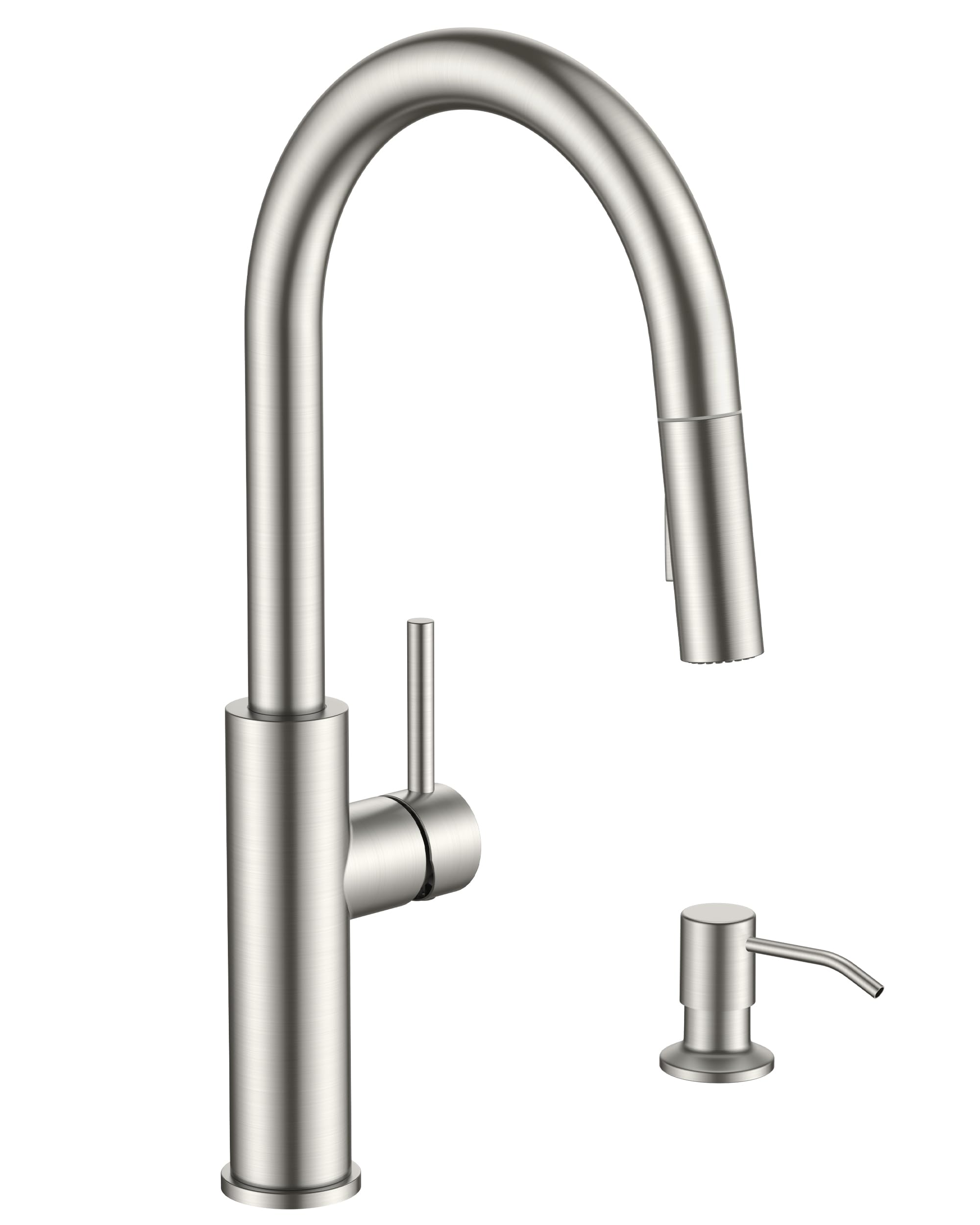 FORIOUS kitchen faucet in brushed nickel with a high arc for easy filling