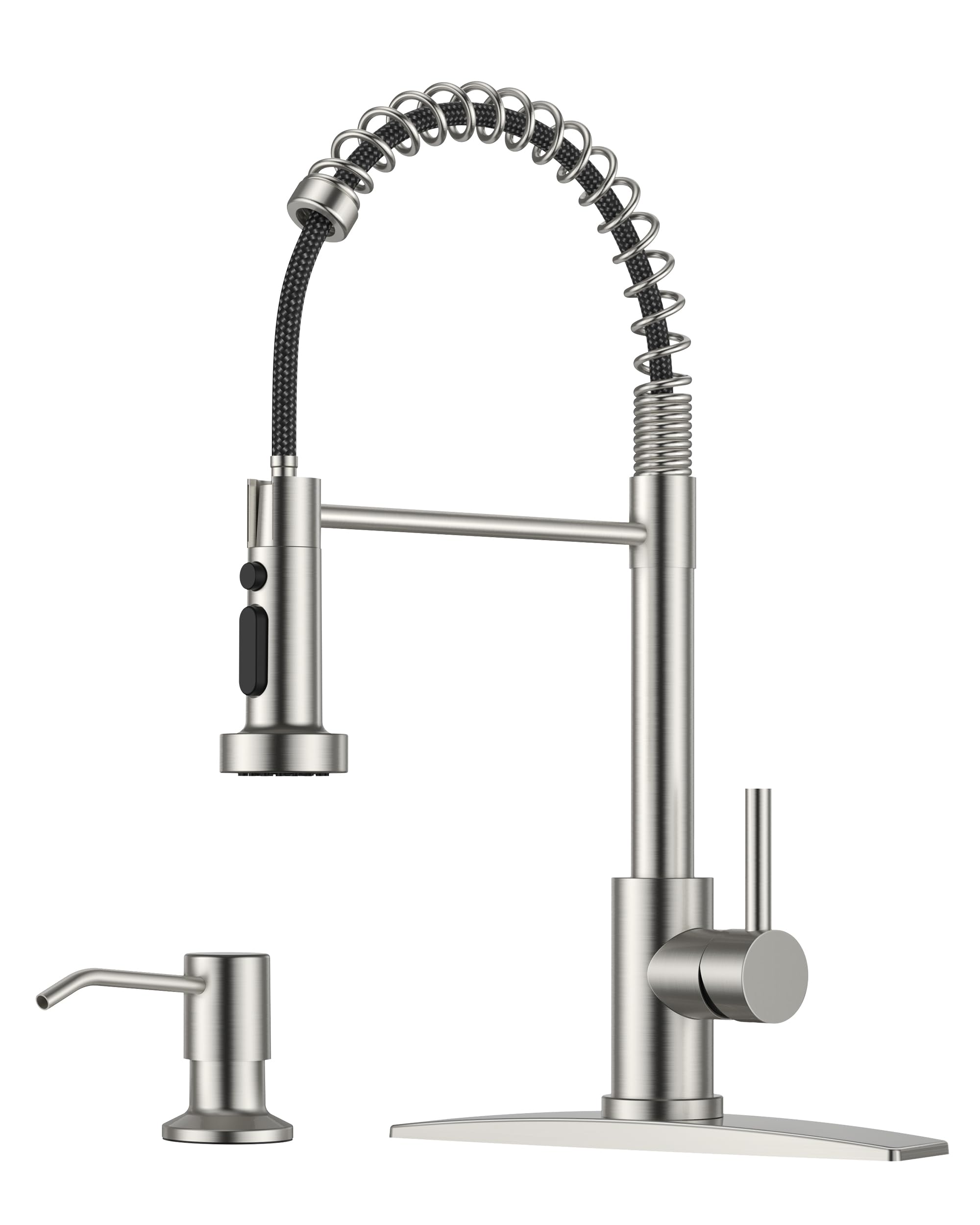 FORIOUS kitchen faucet with brushed nickel finish offers durable, modern style.