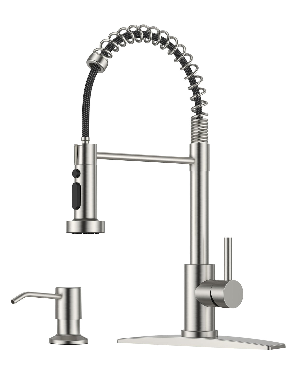 FORIOUS kitchen faucet with brushed nickel finish offers durable, modern style.