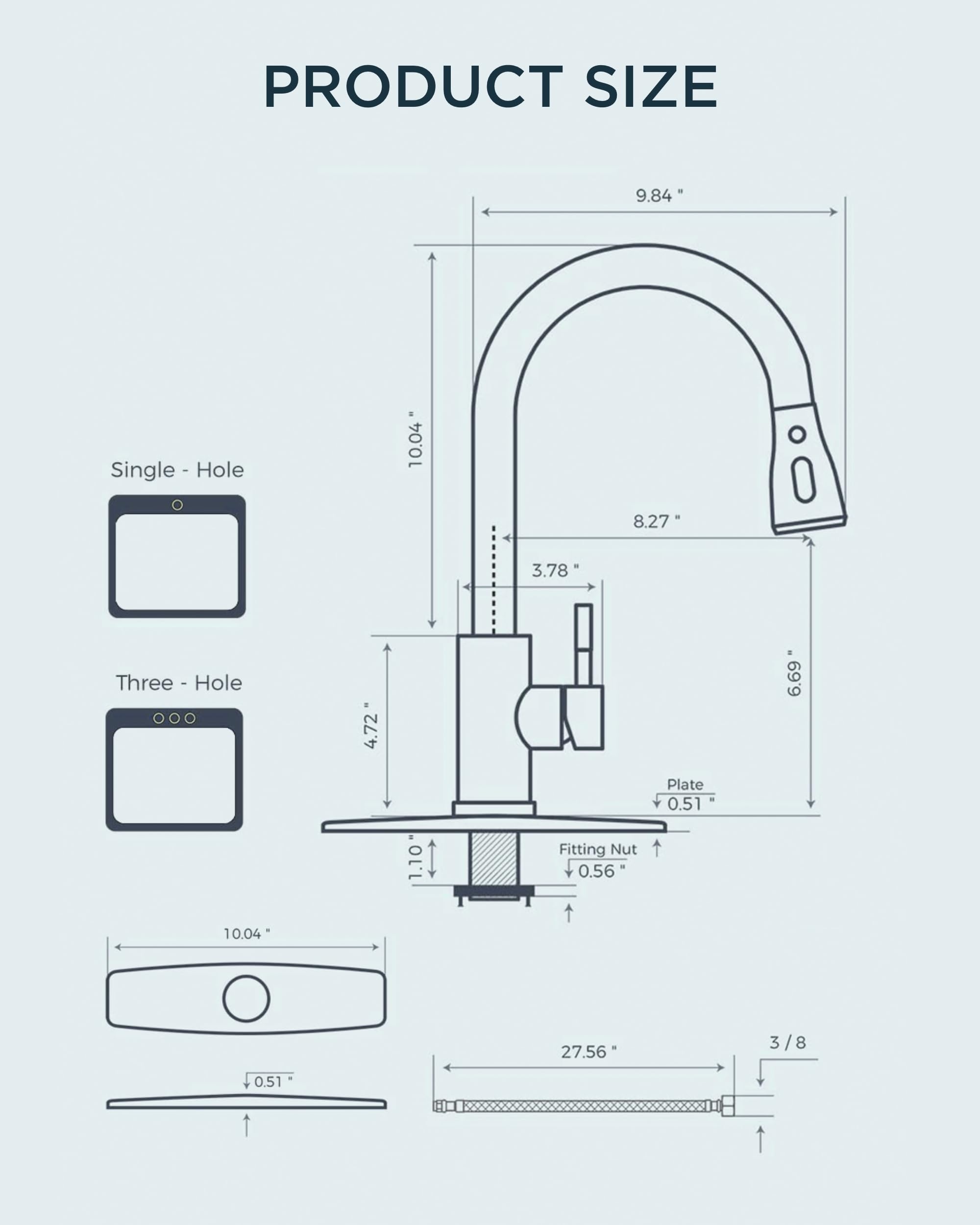 FORIOUS deck plate included enables quick installation on 1- or 3-hole sinks.