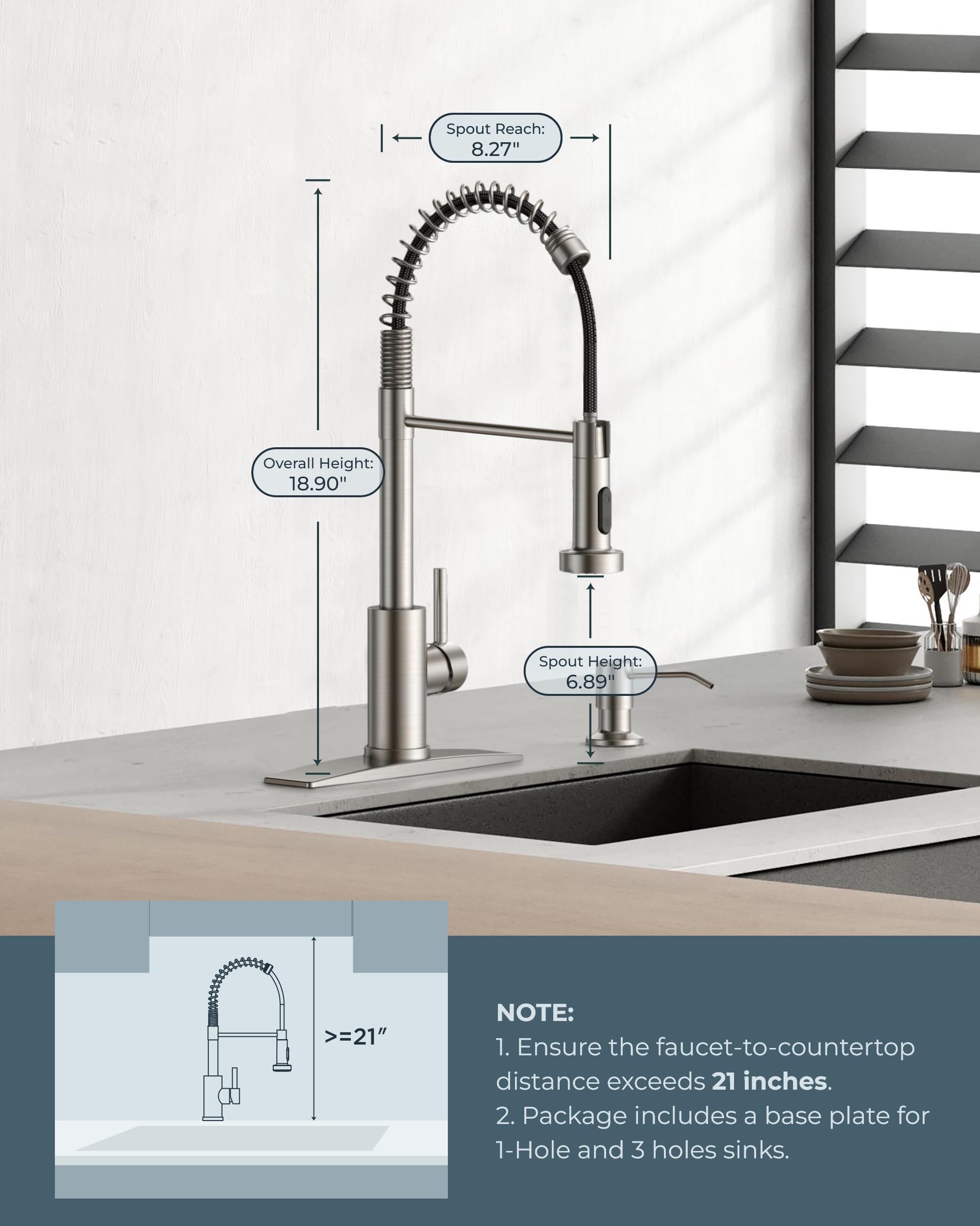 FORIOUS deck plate installation enables easy setup in single or multi-hole sinks