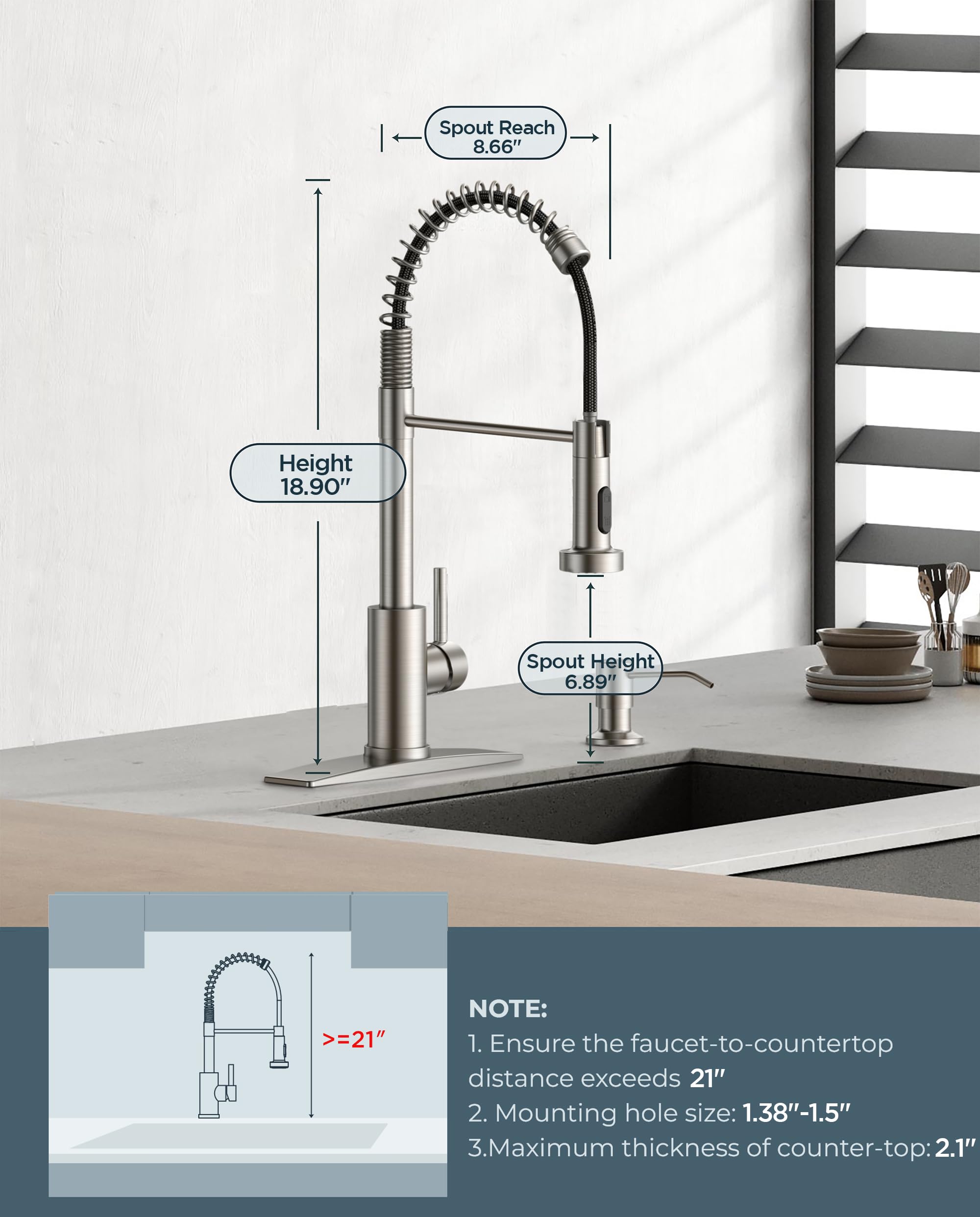 FORIOUS dual-function faucet with stream and spray modes for tasks