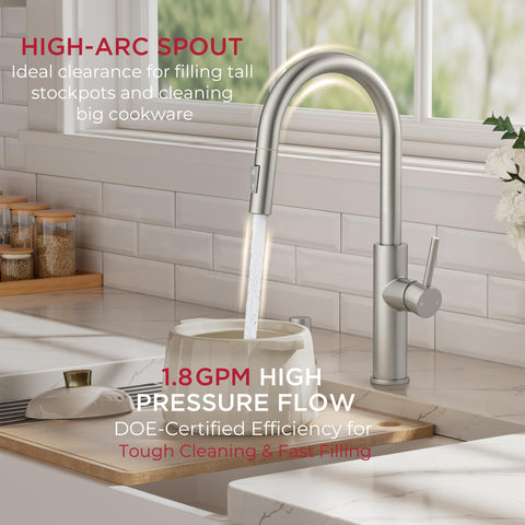FORIOUS lead-free ceramic cartridge ensures smooth, drip-free operation.