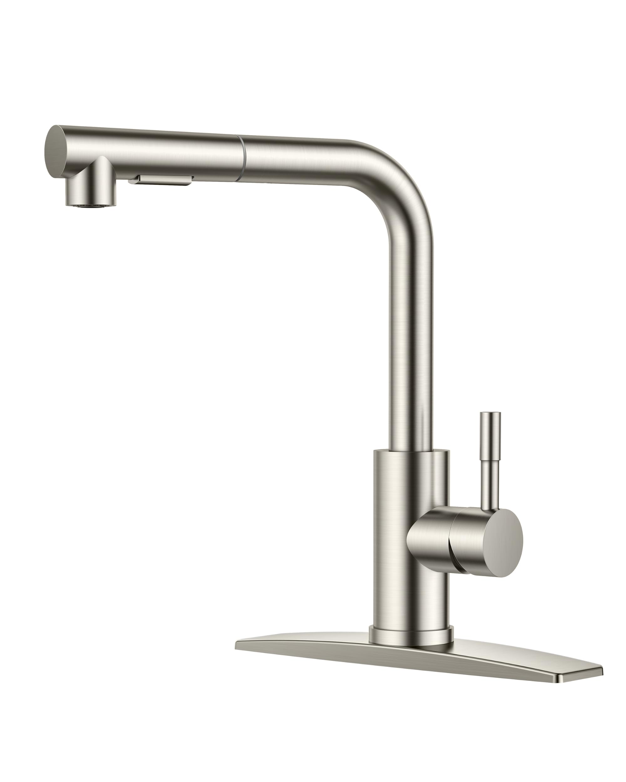FORIOUS kitchen faucet with pull-down sprayer in brushed nickel for flexible cleaning at the sink