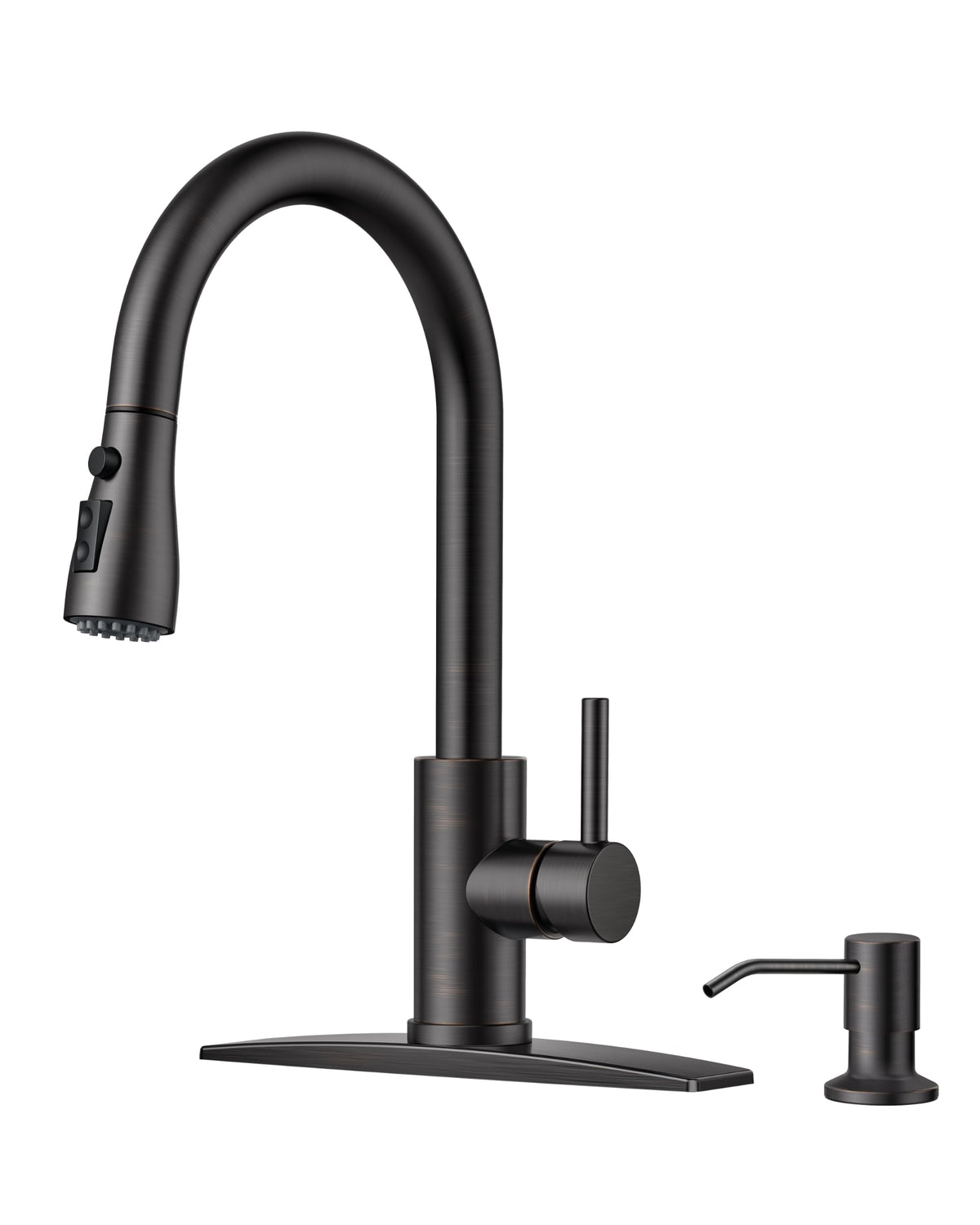 FORIOUS kitchen faucet with pull-down sprayer enables flexible reach for quick rinsing.