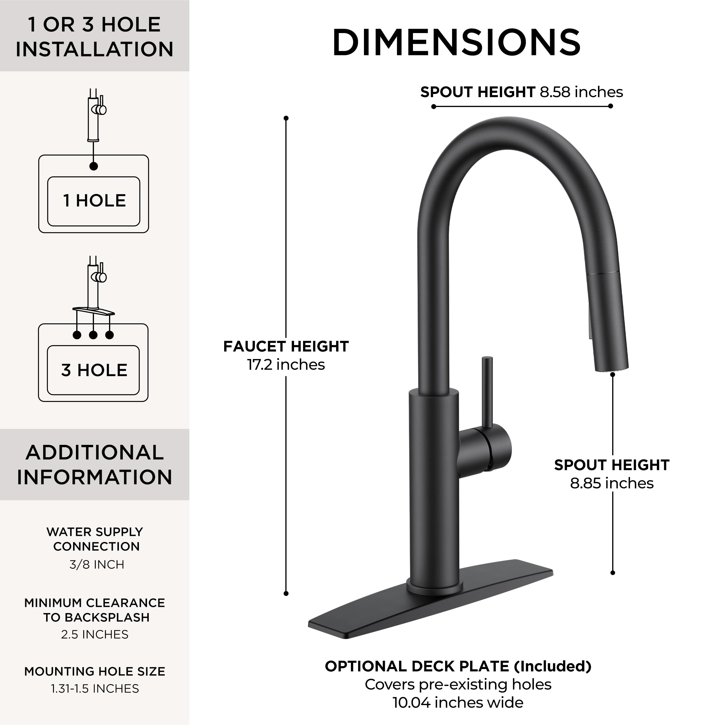 FORIOUS pull-down sprayer faucet in matte black simplifies rinsing and cleaning.