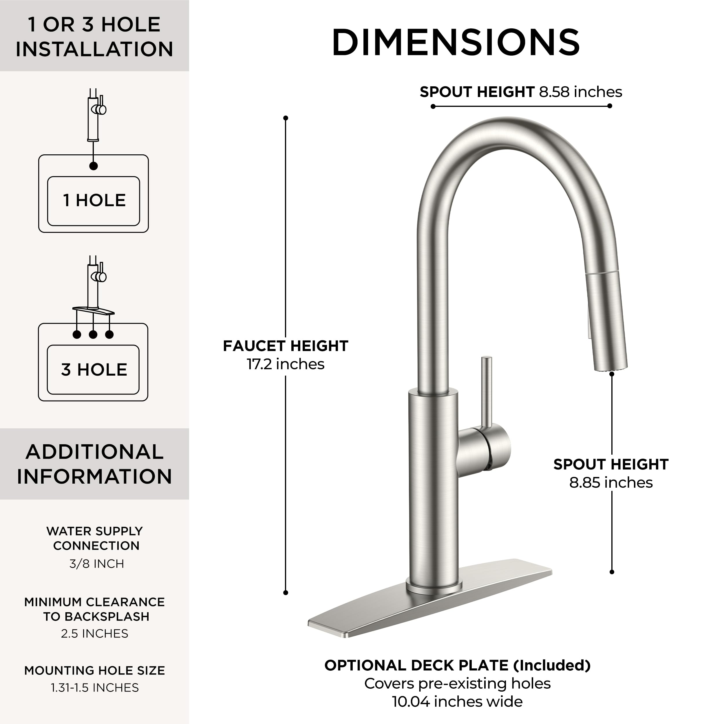 FORIOUS kitchen faucet with pull-down sprayer enables flexible rinsing around the sink.