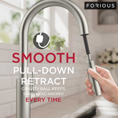 FORIOUS brushed nickel PVD finish resists water spots and fingerprints.
