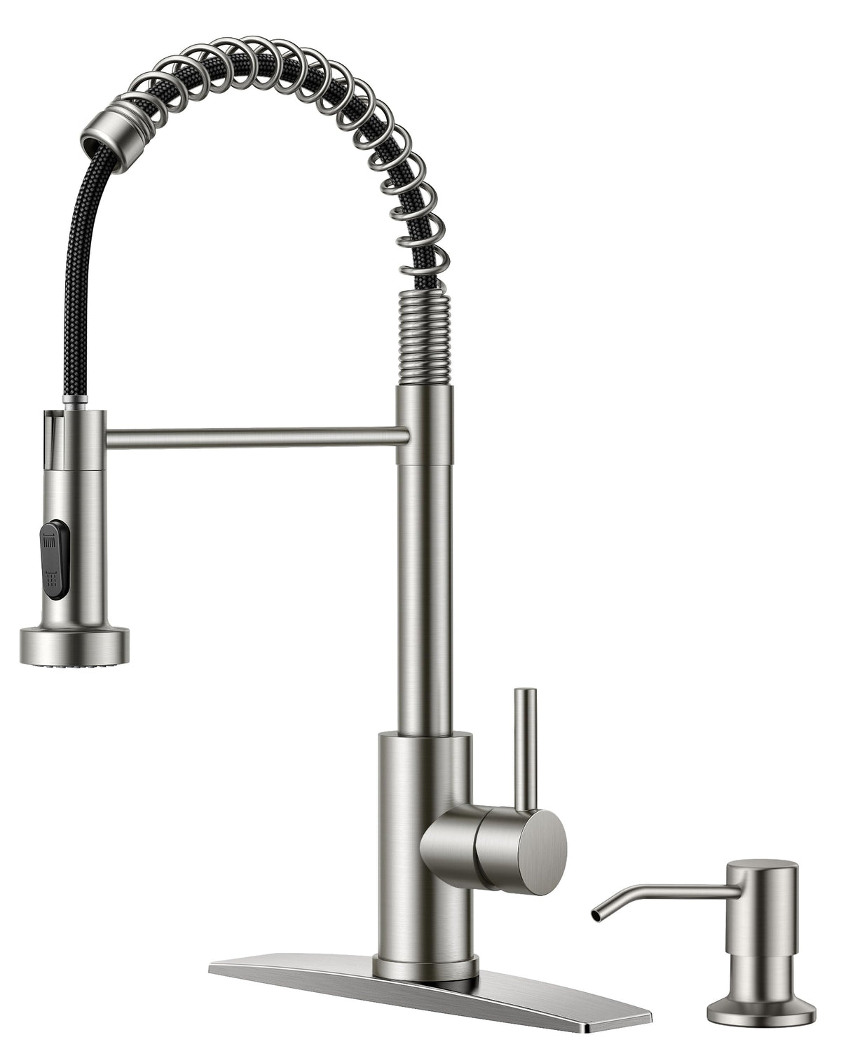 FORIOUS soap dispenser faucet in brushed nickel for easy handwashing