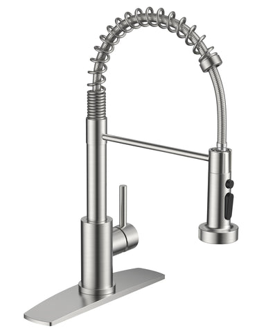 FORIOUS kitchen faucet with brushed-nickel-finish for lasting shine and easy cleaning
