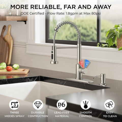 FORIOUS faucet spout-reach-8-04-in reaches large sinks for thorough rinsing