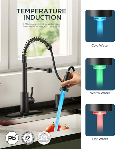 FORIOUS LED faucet provides stream and spray modes for quick filling and thorough cleaning.