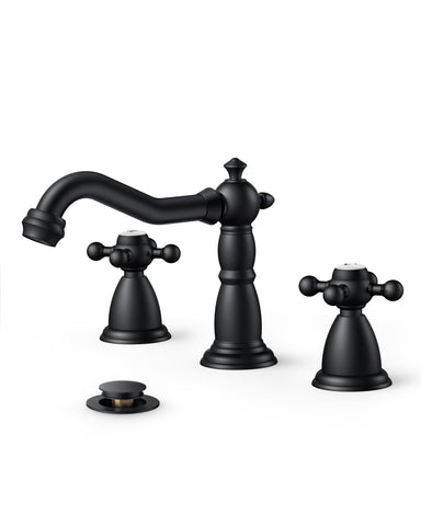 FORIOUS matte black 8in wide faucet, a stylish centerpiece for RV vanity that resists fingerprints.