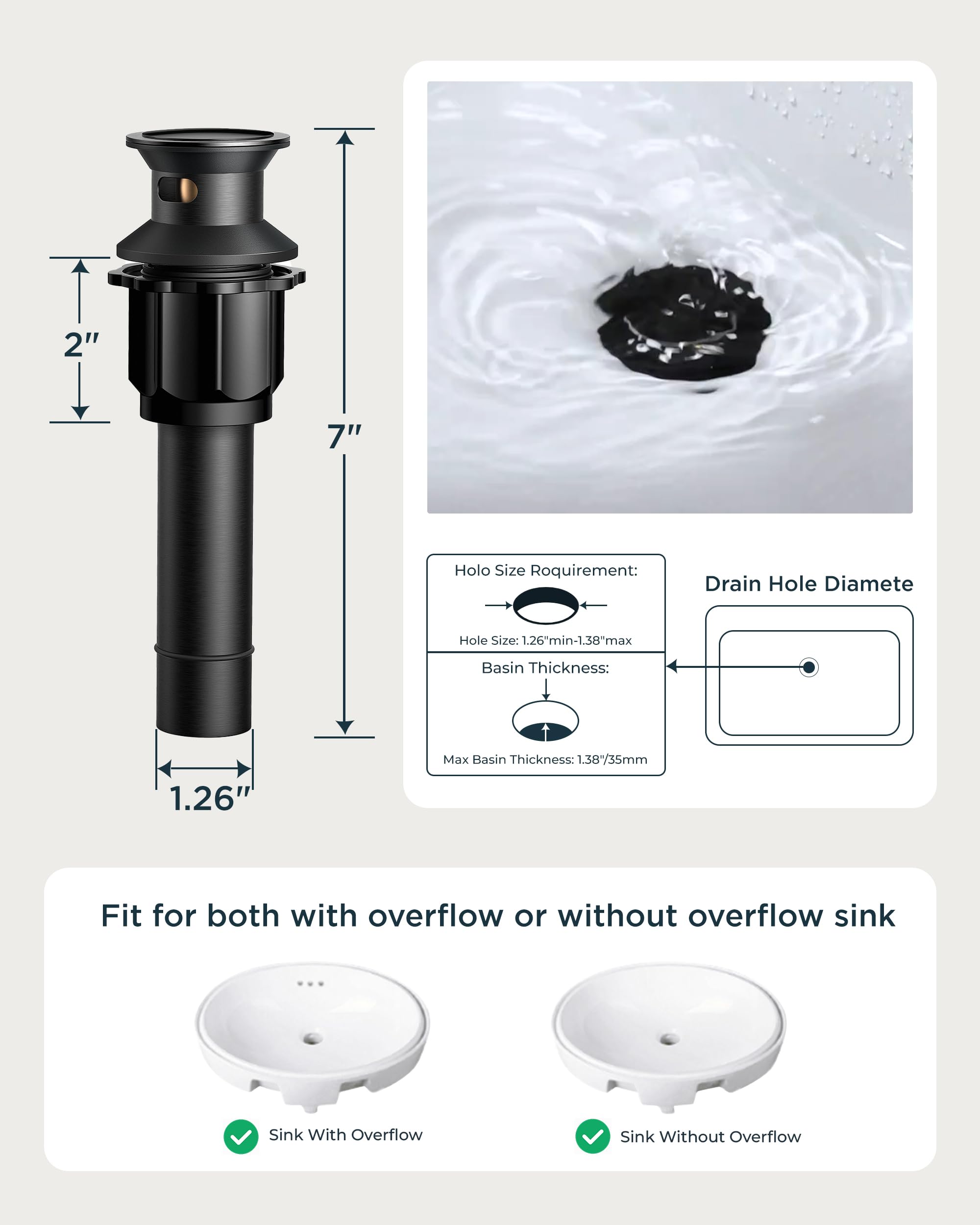 FORIOUS includes PEX supply lines and pop-up drain for quick installation.