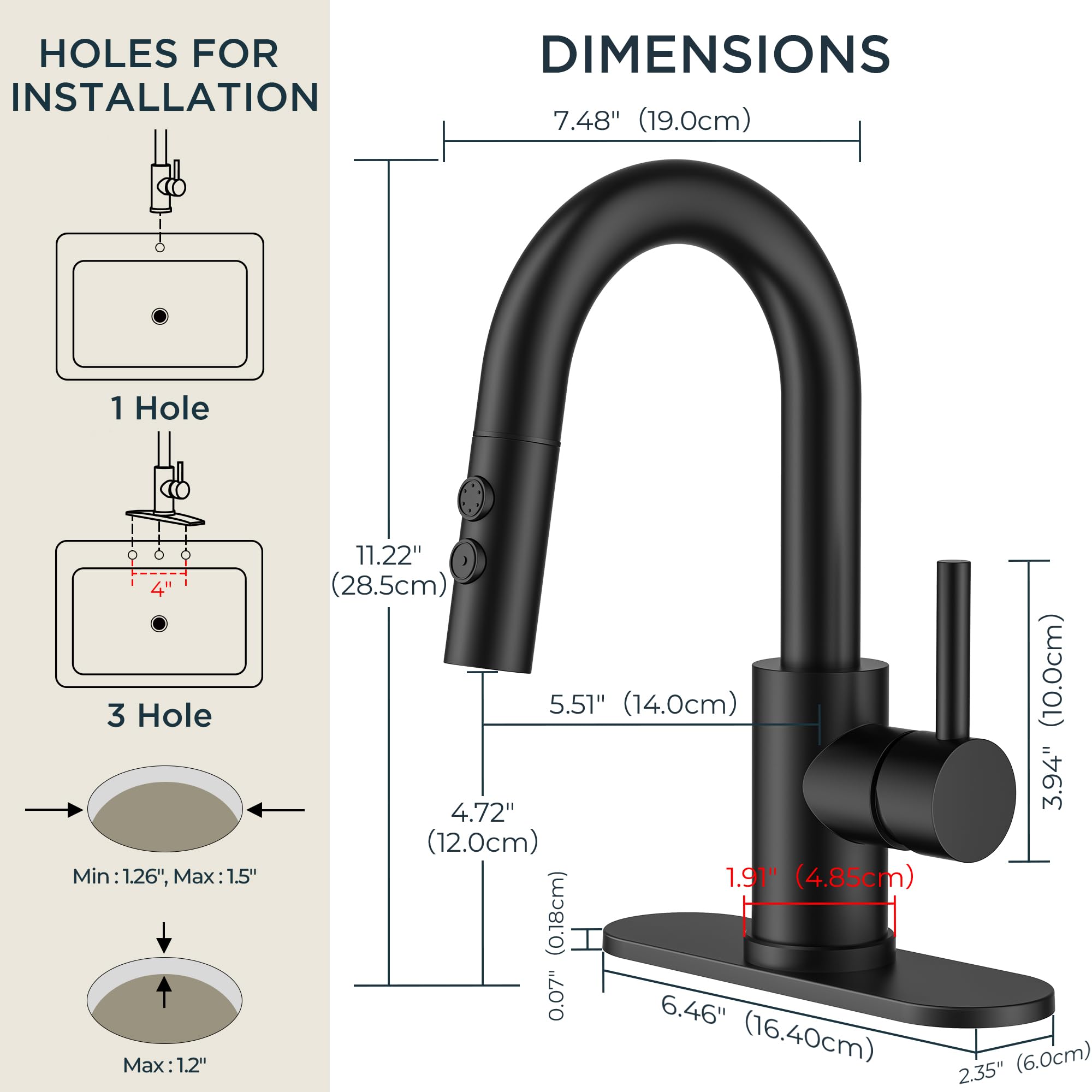 FORIOUS faucet with 360-degree rotatable spout for around-sink reach