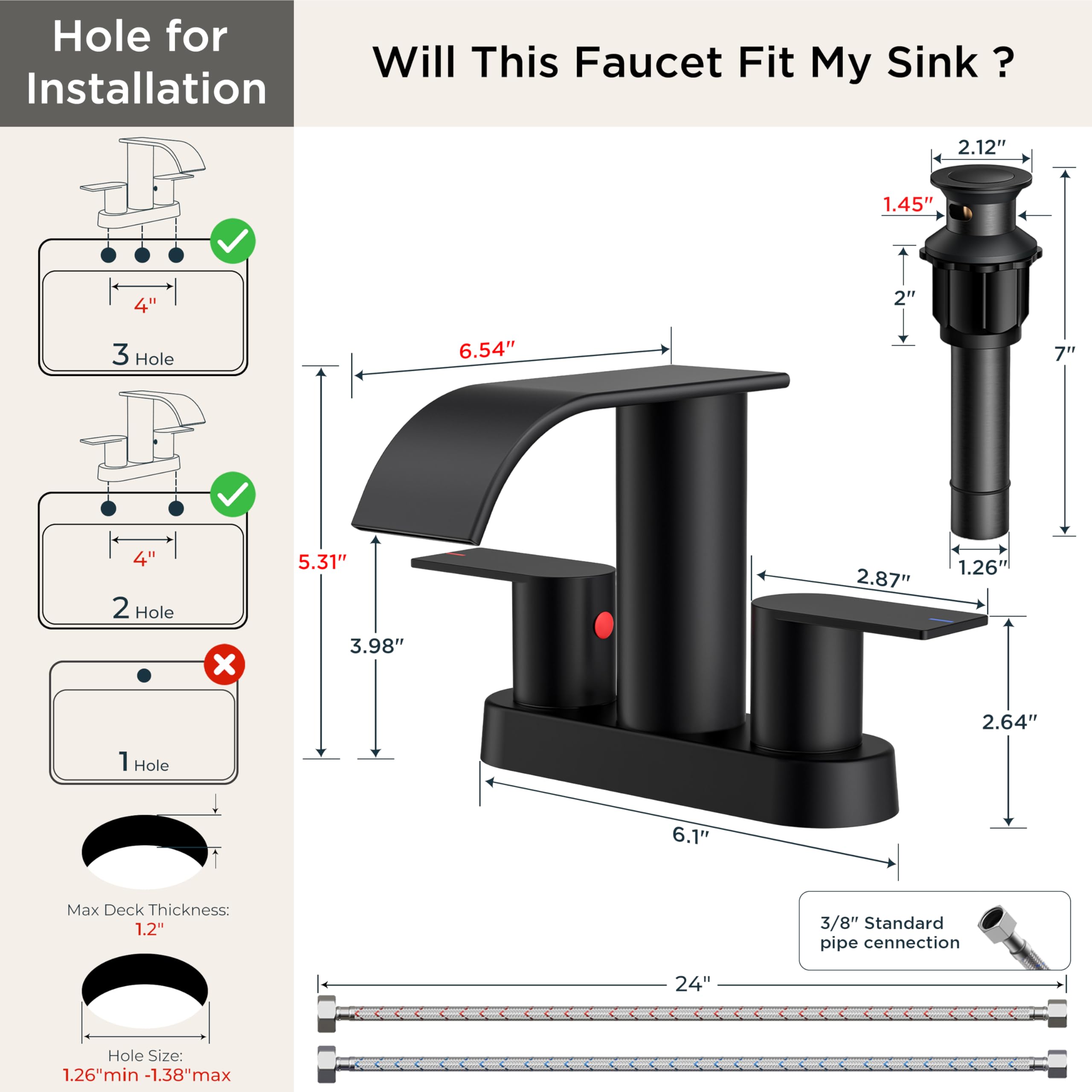 FORIOUS metal pop-up drain included with built-in strainer