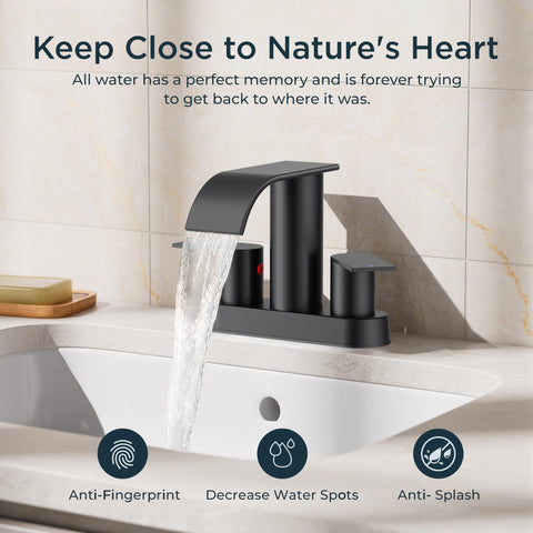 Two-handle control provides easy temperature and flow adjustment