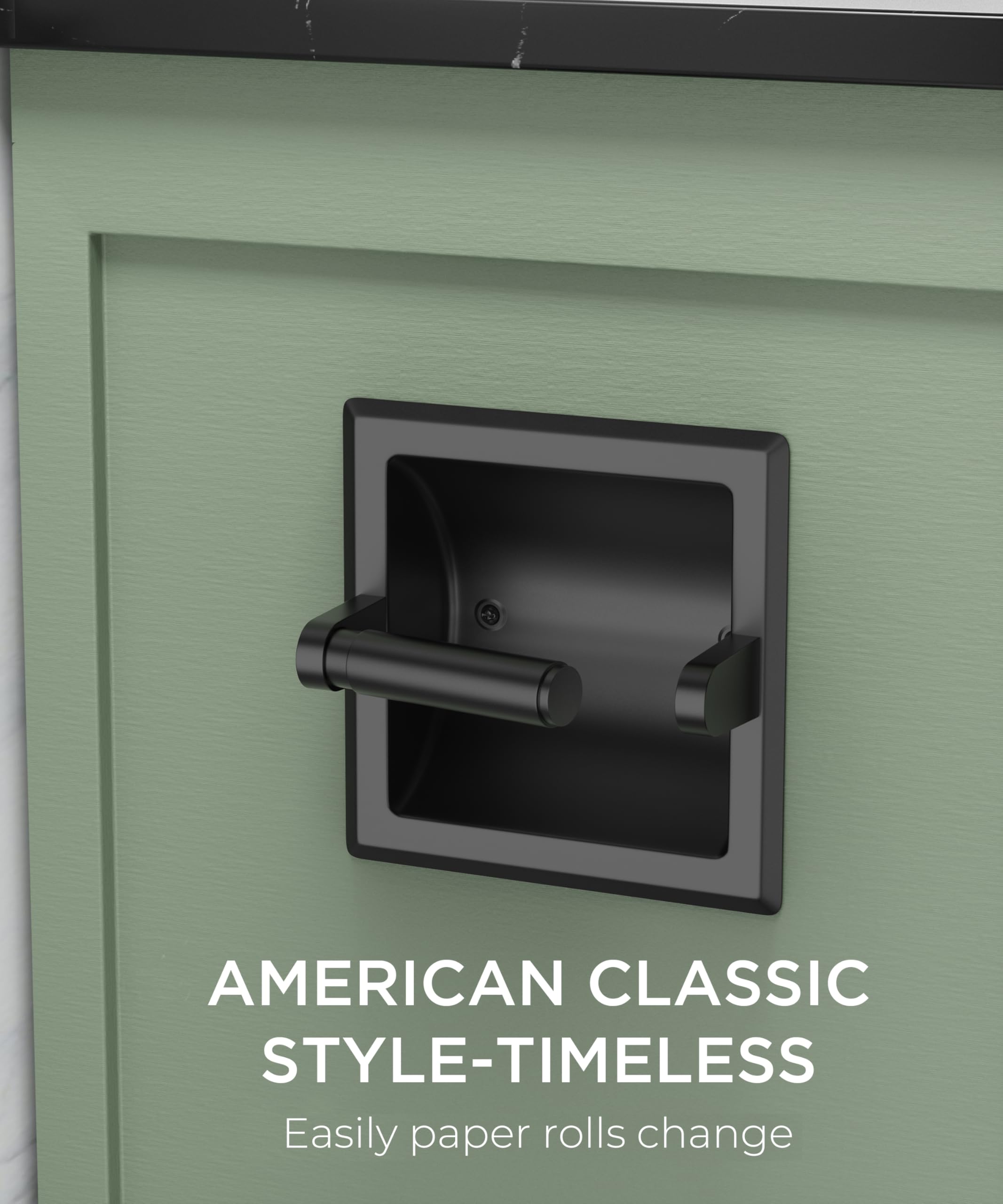 FORIOUS matte black finish toilet paper holder adds modern flair and corrosion resistance.