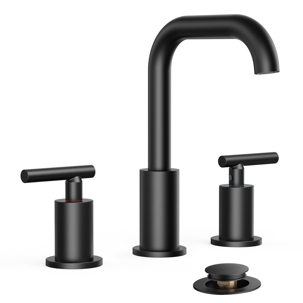 FORIOUS matte black widespread faucet fits 6–12 inch sink centers.