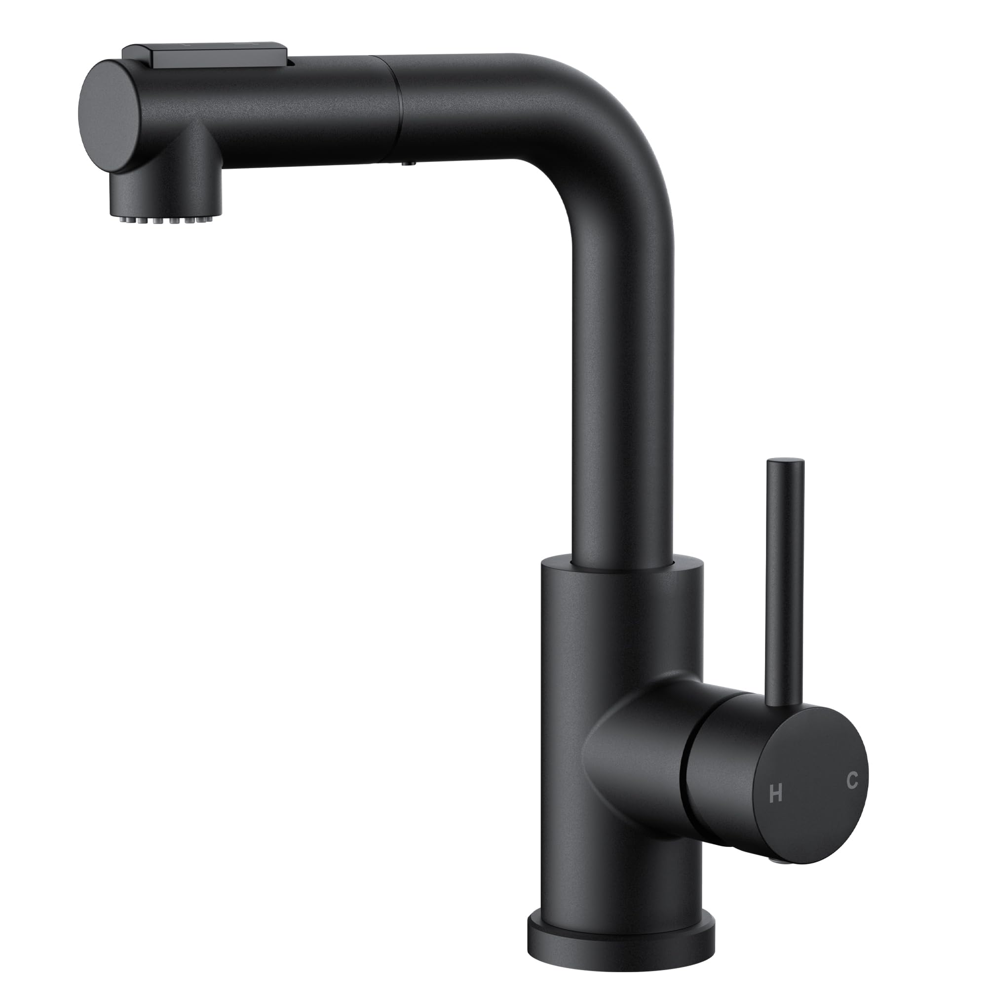 FORIOUS Modern Black Bar Sink Faucet with pull-out sprayer for compact prep spaces, easy reach.