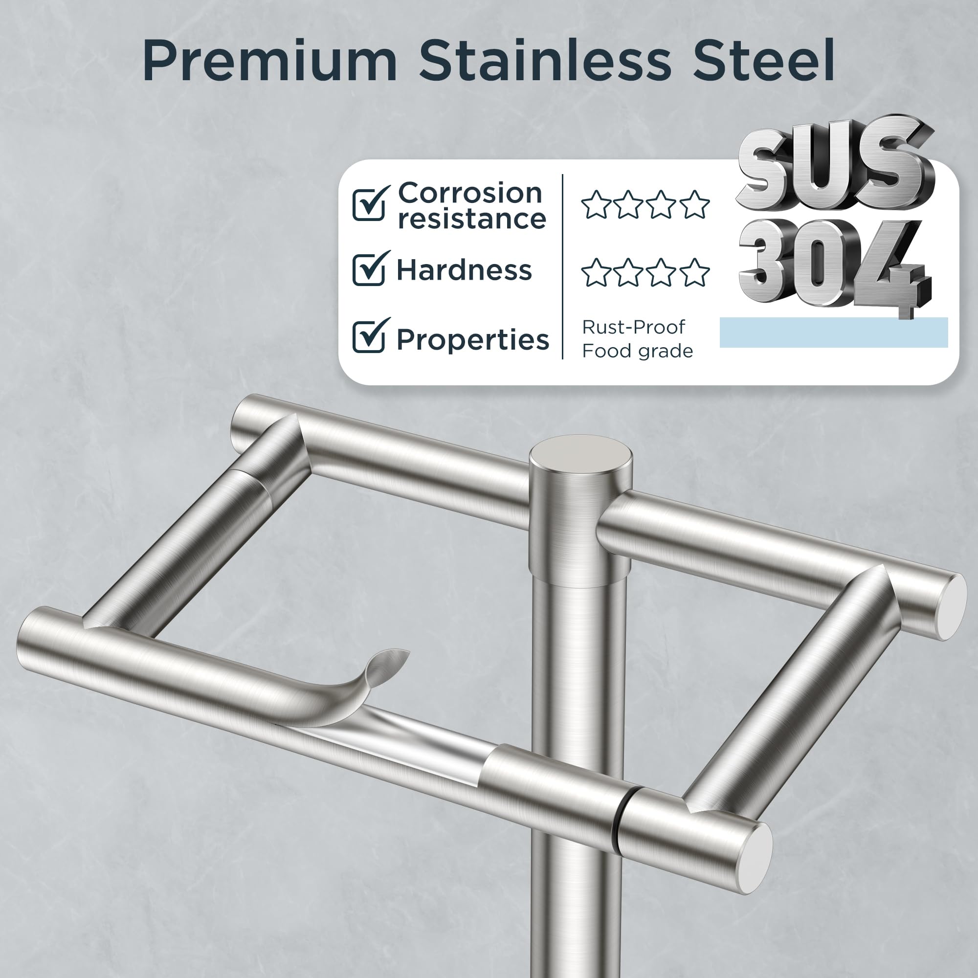 FORIOUS non-slip base pads keep the stand steady on smooth floors.
