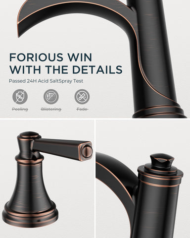 FORIOUS lead-free antique brass finish resists rust and discoloration for lasting beauty.