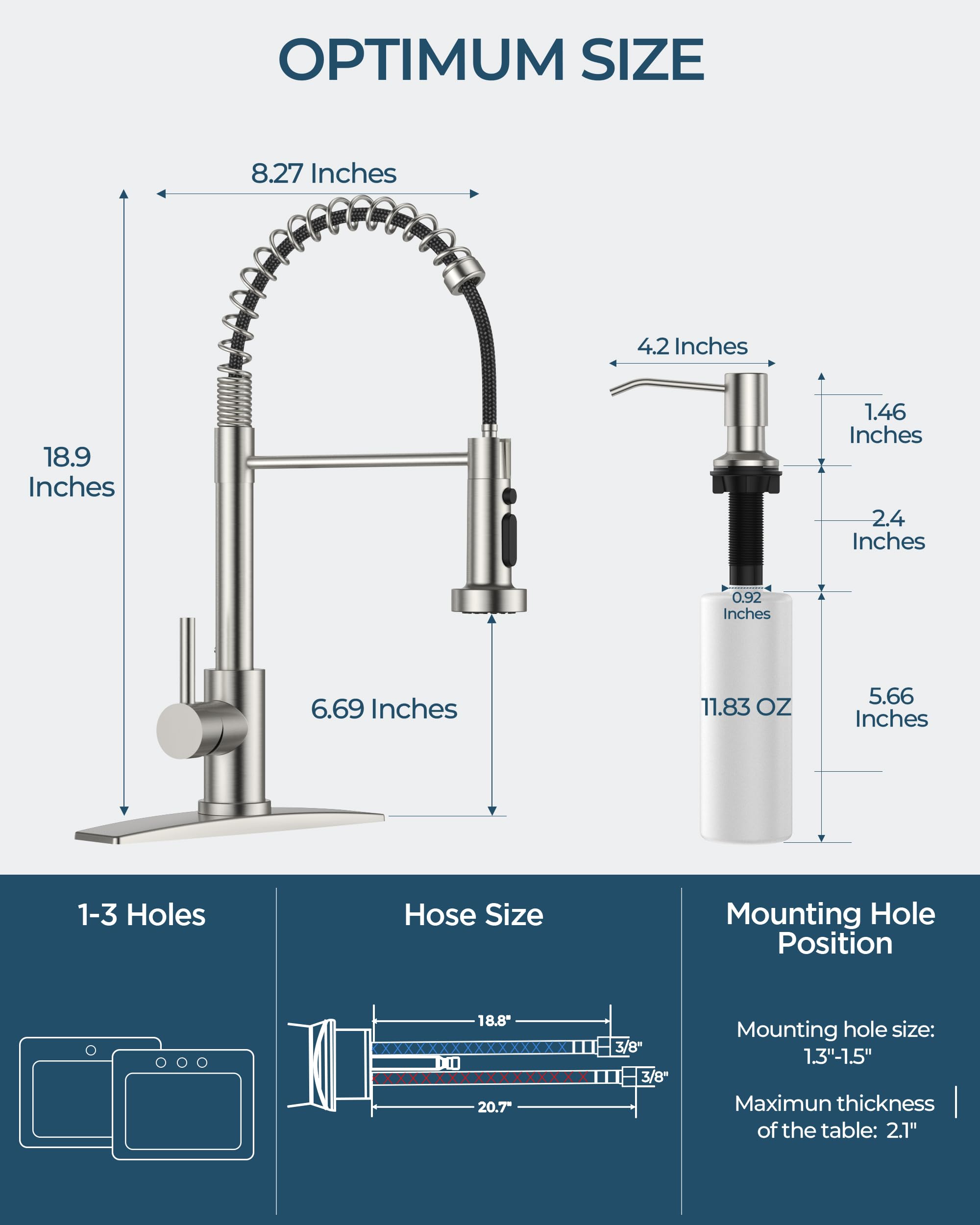 FORIOUS pull-down sprayer provides flexible cleaning reach around the sink.