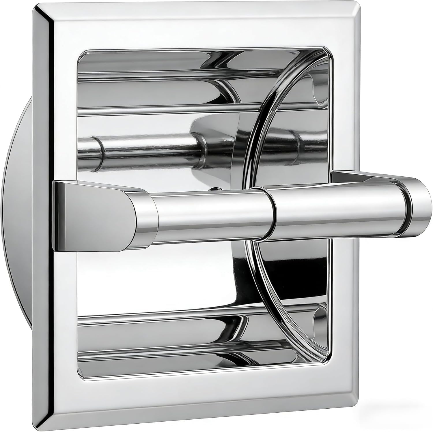 FORIOUS recessed toilet paper holder chrome space-saving wall installation