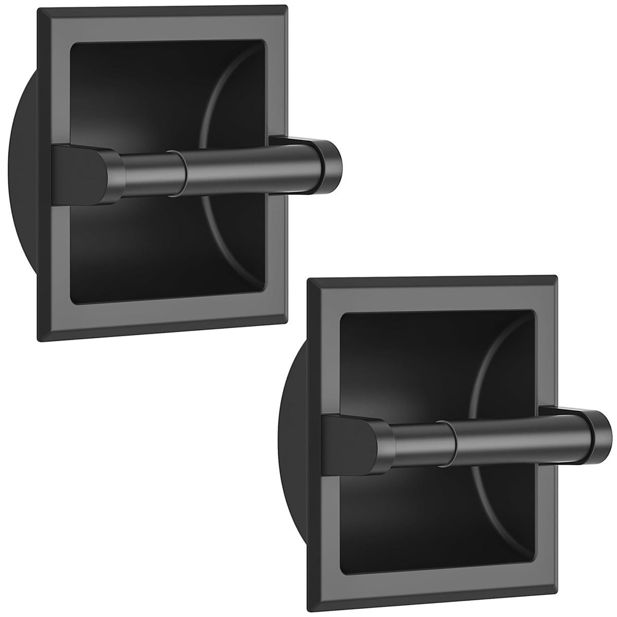 FORIOUS recessed toilet paper holder in stainless steel for a sleek, scratch-resistant bathroom setup.