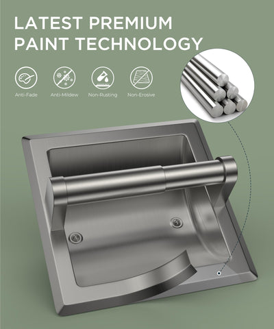 Satin nickel finish highlights anti-peel and anti-tarnish protection on FORIOUS holder.