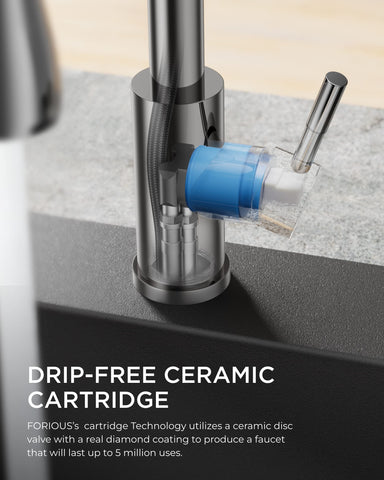 FORIOUS single-handle kitchen faucet provides simple one-hand control.